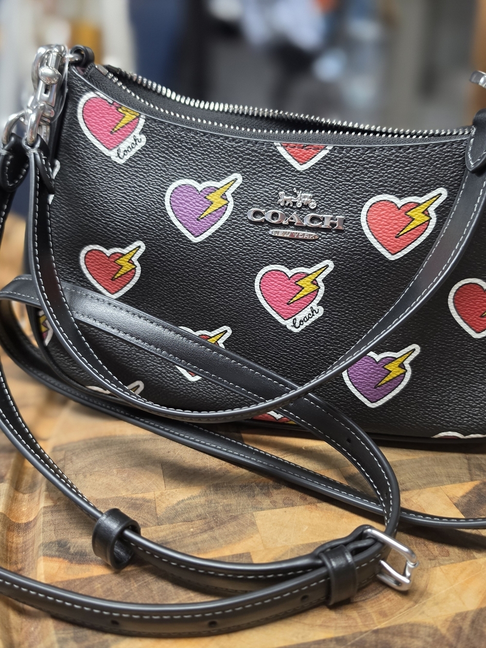 Coach Teri Leather Crossbody with Heart Bolt